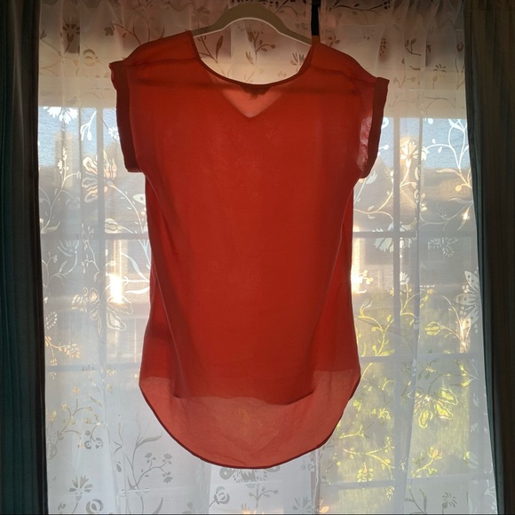 Express silky v neck blouse | coral | medium - Picture 2 of 4